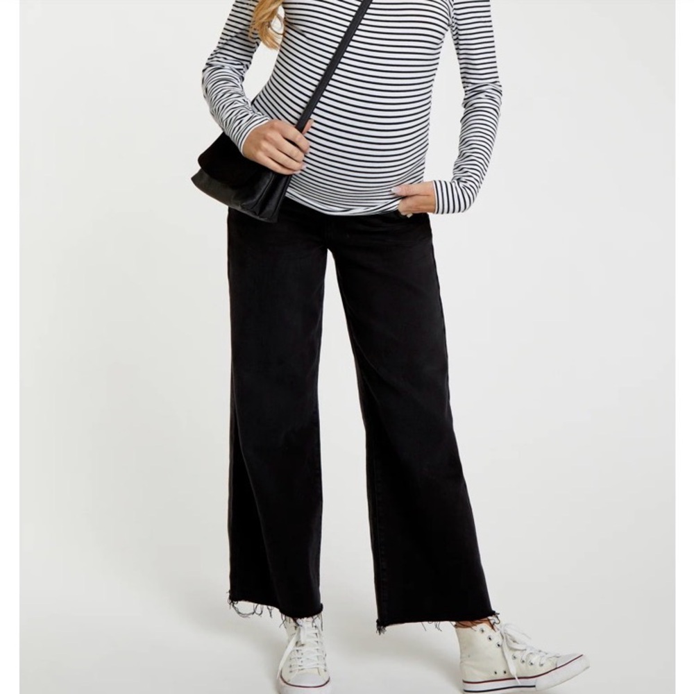 Pink Blush Black Wide-Leg Maternity Jeans